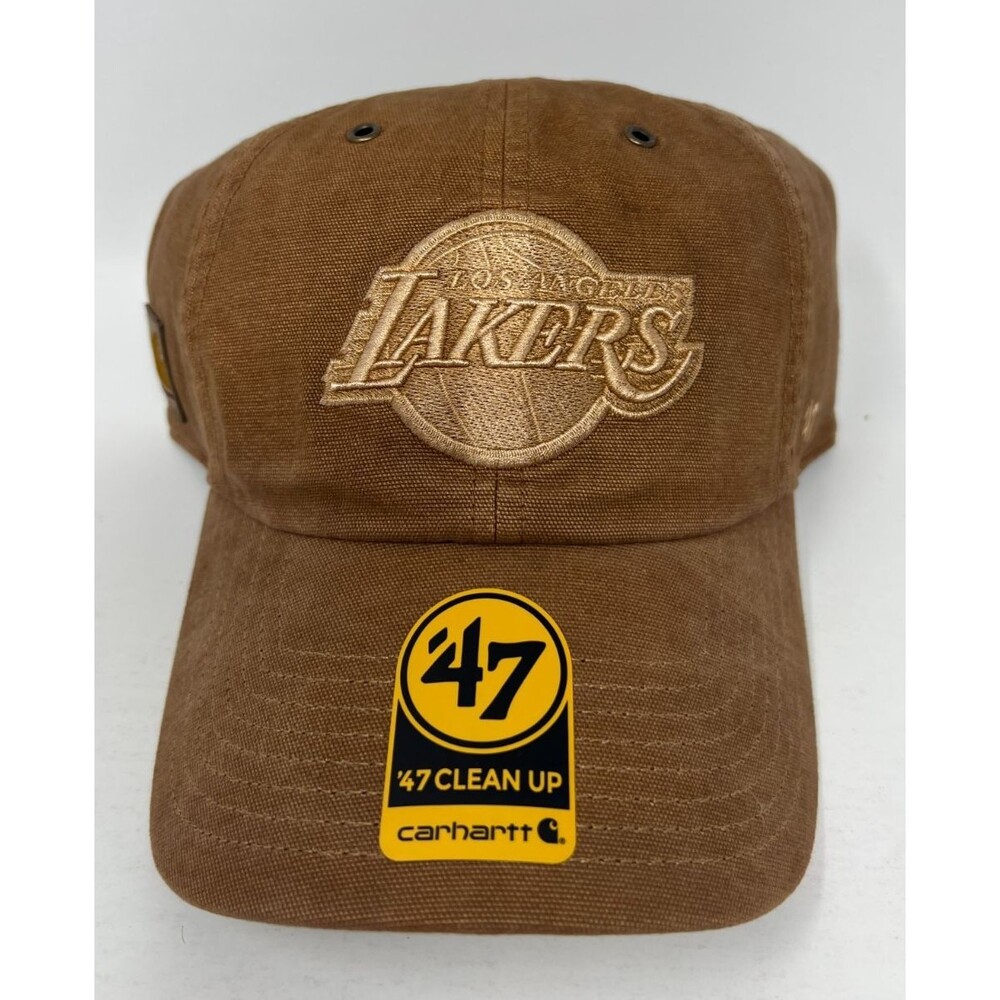 Los Angeles Lakers Carhartt Hat Brown Cleanup Strapback Cap NBA Dyed